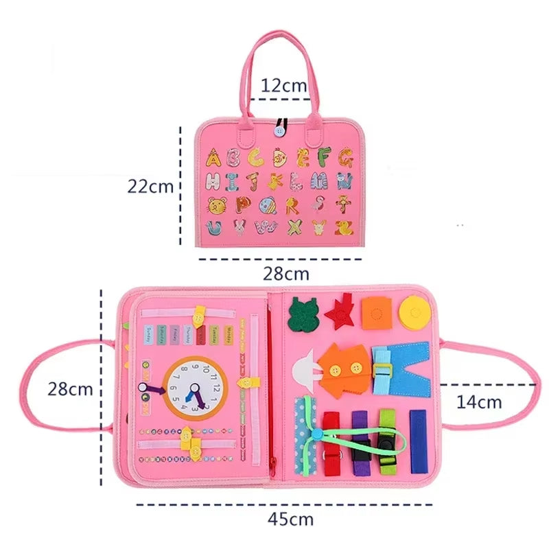 Montessori Kids Busy Board Quiet Book – Felt Activity Book for Toddlers, Educational Sensory Learning Travel Toy