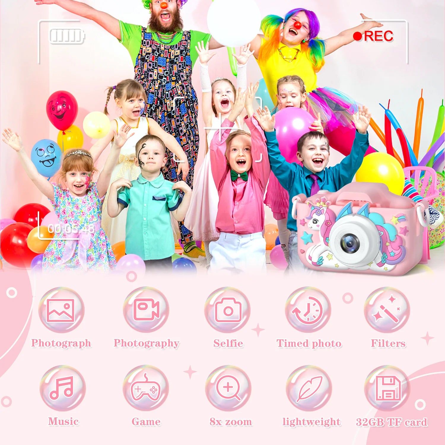 1080P HD Kids Digital Camera with 2.0” Screen & Silicone Protective Case | Toddler Digital Video Camera Toy for Boys & Girls