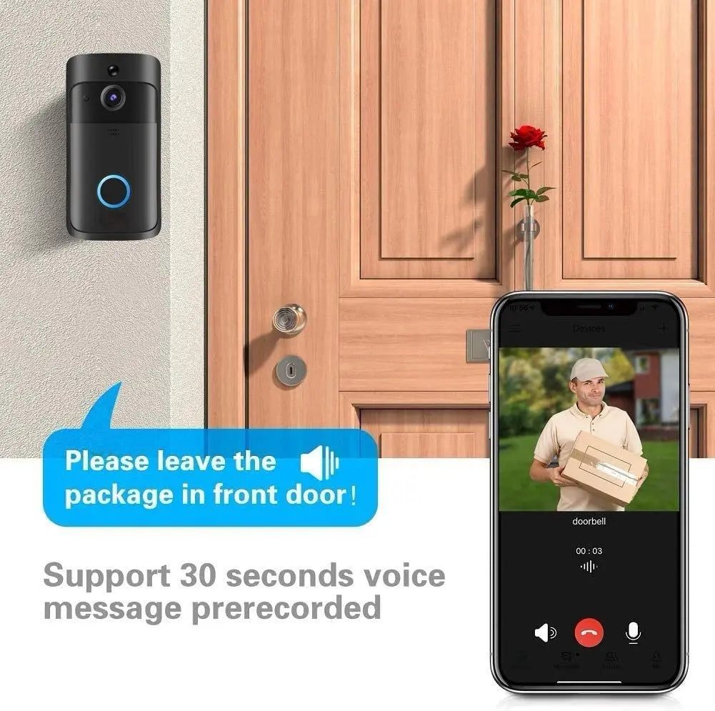 HD WiFi Video Doorbell Camera Wireless – Smart Doorbell with Motion Detection, Night Vision & Two-Way Audio for iOS & Android