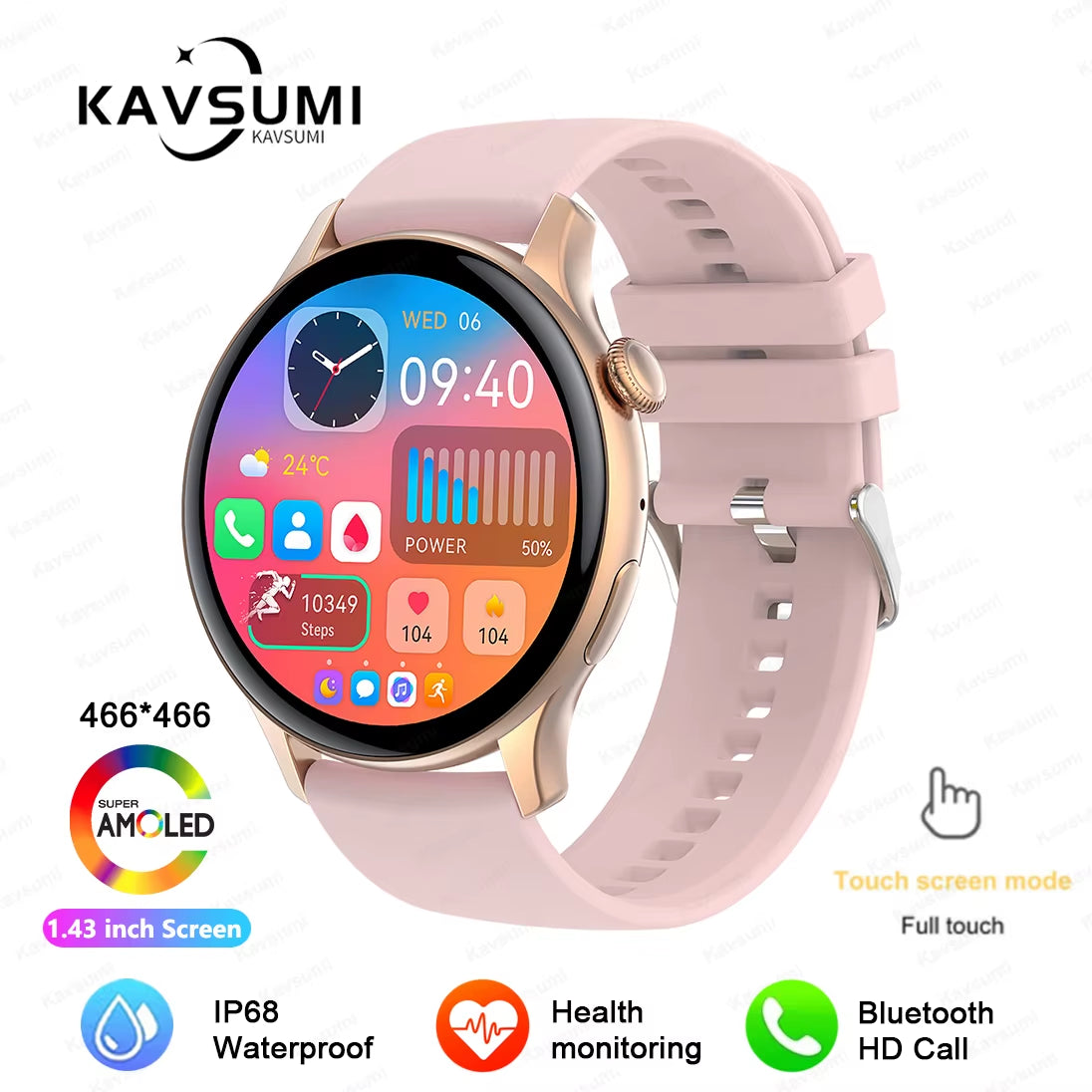2026 NFC Smart Watch for Women | AMOLED HD Display, GPS, Bluetooth Calling, Heart Rate & Fitness Tracking
