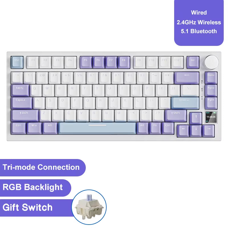 Ak820/Pro Wireless Mechanical Keyboard Bluetooth 5.1 2.4G USB-C Wired Hot Swappable RGB Gaming Keyboard Gasket Mount With