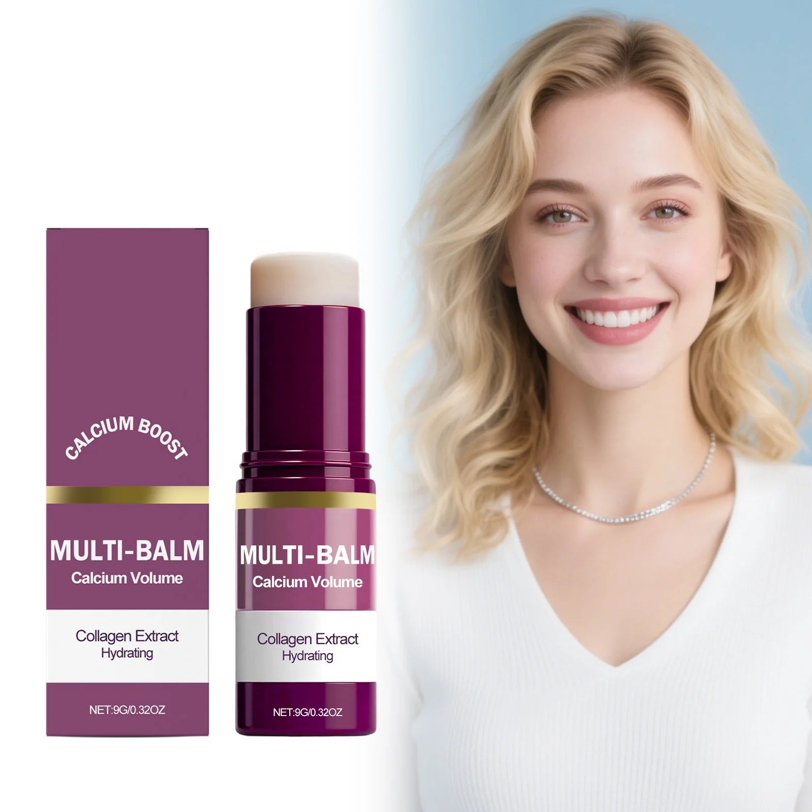 Calcium Boost Collagen Multi Balm Stick – Hydrating & Moisturizing Face, Lips, Eyes & Neck Skincare Balm