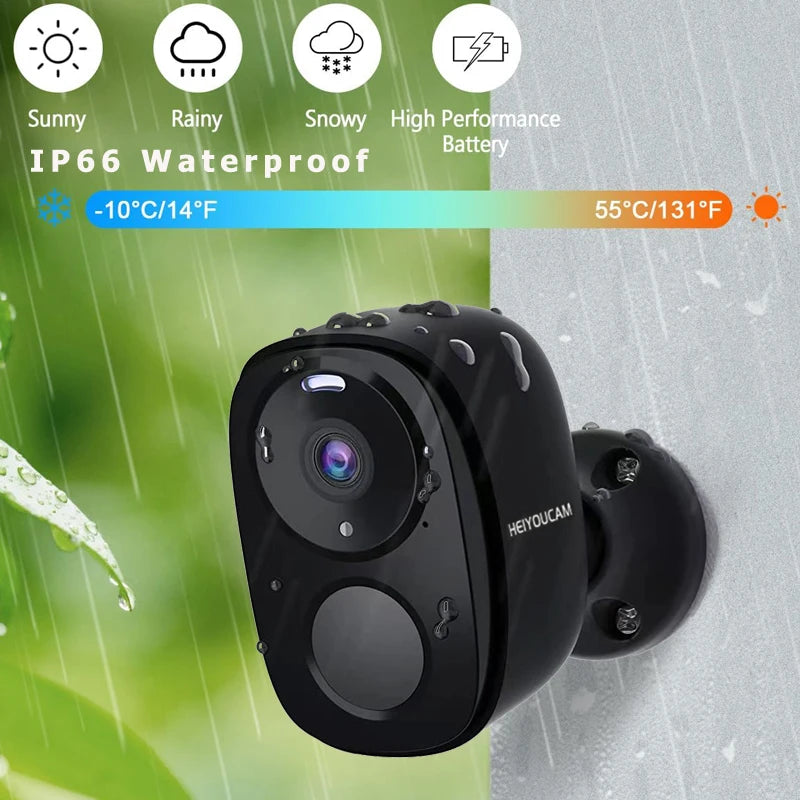 Wireless Outdoor Security Camera 2K HD – Battery Powered WiFi Camera with AI Motion Detection, Spotlight, Siren & Color Night Vision