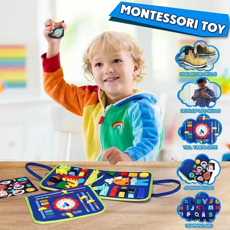 Montessori Kids Busy Board Quiet Book – Felt Activity Book for Toddlers, Educational Sensory Learning Travel Toy