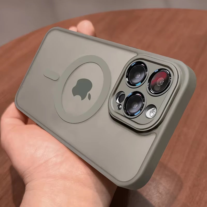 Magnetic Matte Translucent Case for iPhone 17 Pro Max with Luxury Lens Protector – MagSafe Compatible Shockproof Protective Cover
