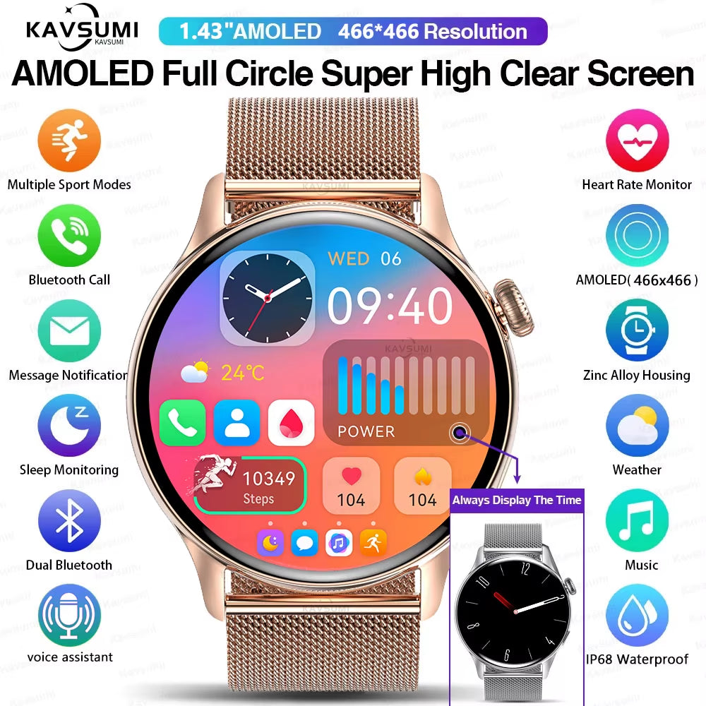 2026 NFC Smart Watch for Women | AMOLED HD Display, GPS, Bluetooth Calling, Heart Rate & Fitness Tracking