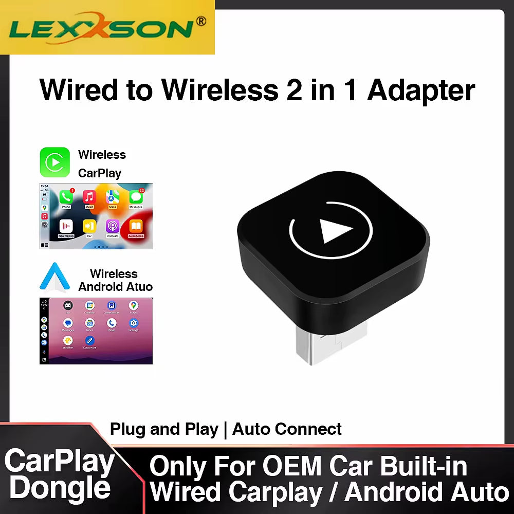 2-in-1 Wireless CarPlay & Android Auto Adapter | Smart AI Box for Seamless In-Car Connectivity