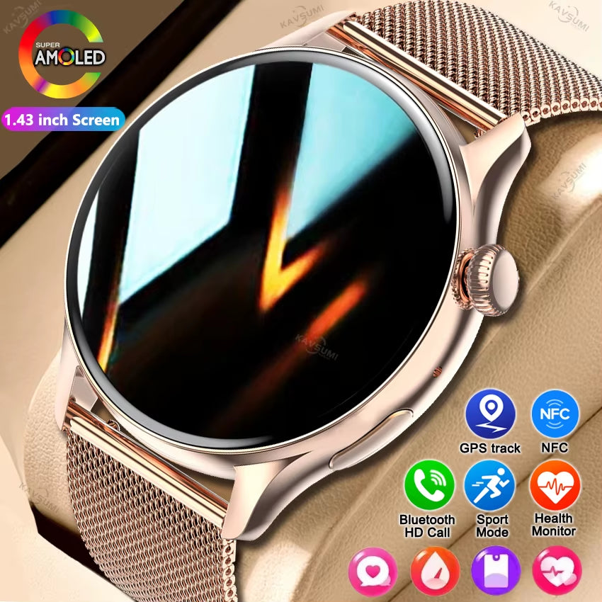 2026 NFC Smart Watch for Women | AMOLED HD Display, GPS, Bluetooth Calling, Heart Rate & Fitness Tracking