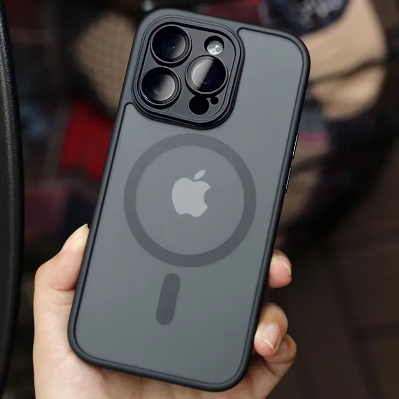 Magnetic Matte Translucent Case for iPhone 17 Pro Max with Luxury Lens Protector – MagSafe Compatible Shockproof Protective Cover