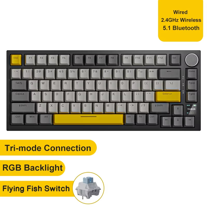 Ak820/Pro Wireless Mechanical Keyboard Bluetooth 5.1 2.4G USB-C Wired Hot Swappable RGB Gaming Keyboard Gasket Mount With