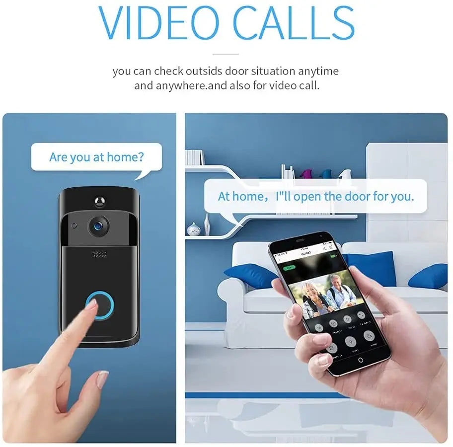 HD WiFi Video Doorbell Camera Wireless – Smart Doorbell with Motion Detection, Night Vision & Two-Way Audio for iOS & Android