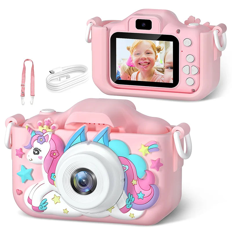 1080P HD Kids Digital Camera with 2.0” Screen & Silicone Protective Case | Toddler Digital Video Camera Toy for Boys & Girls