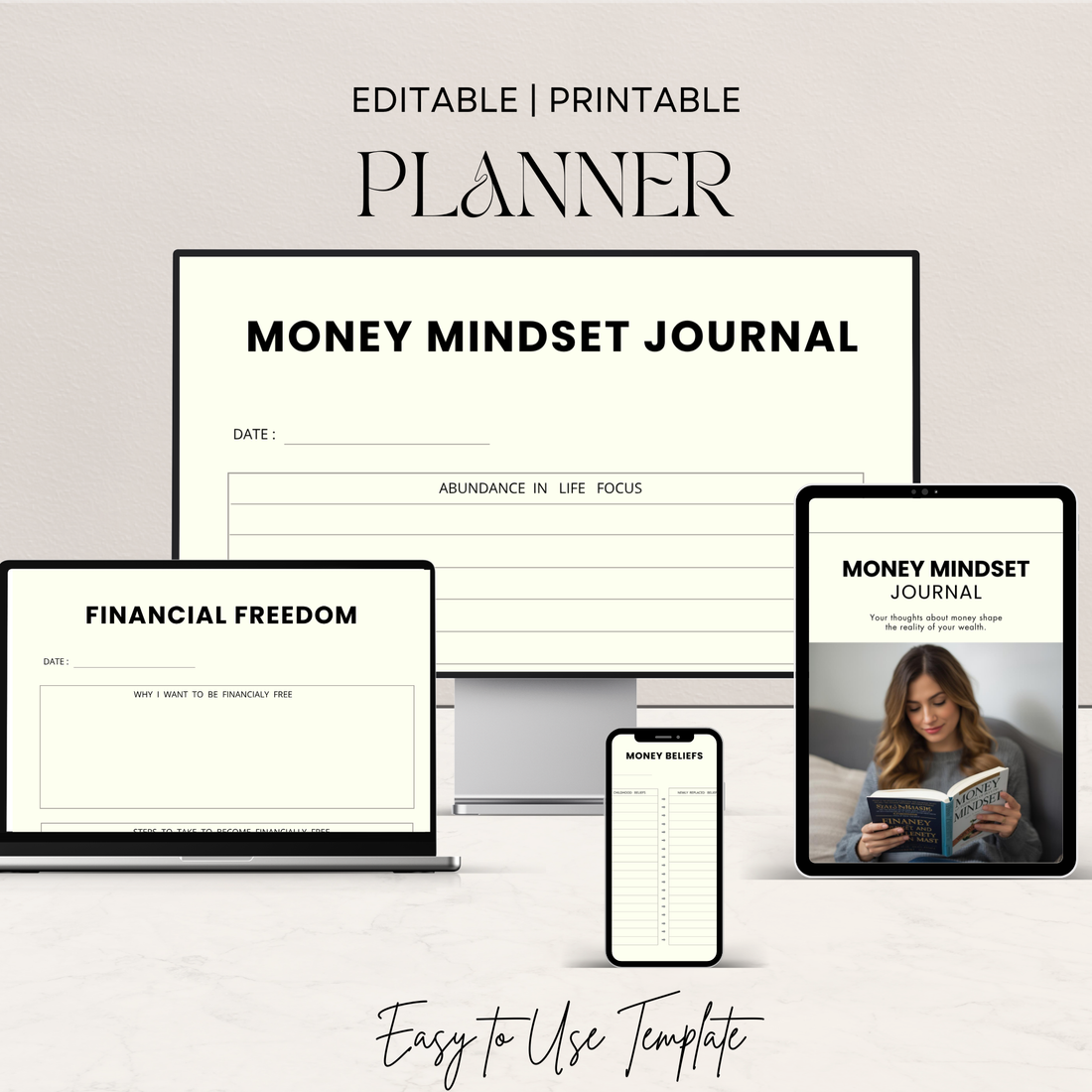 Money Mindset Journal | Finance Planner, Budget Tracker, Affirmations (Digital Download)