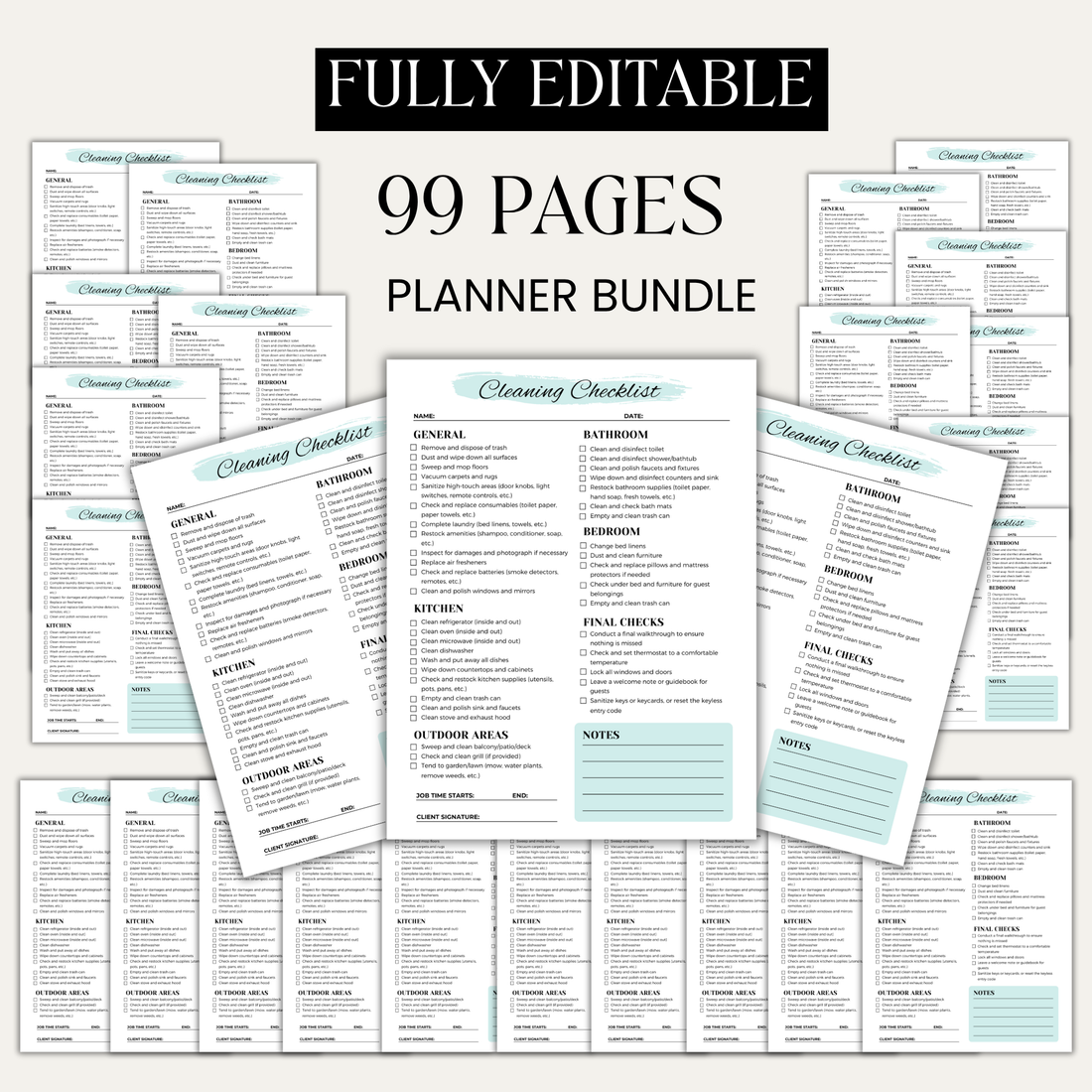 Cleaning Checklist Printable | Home Organization Planner | Daily Weekly Cleaning Schedule | Editable PDF | Instant Download