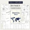 Fully Editable Travel Planner Bundle: 38 Pages, Itinerary, Budget, Journal, digital downloads
