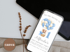 Teddy Bear Hot Air Balloon First Birthday Invitation (Digital Download)