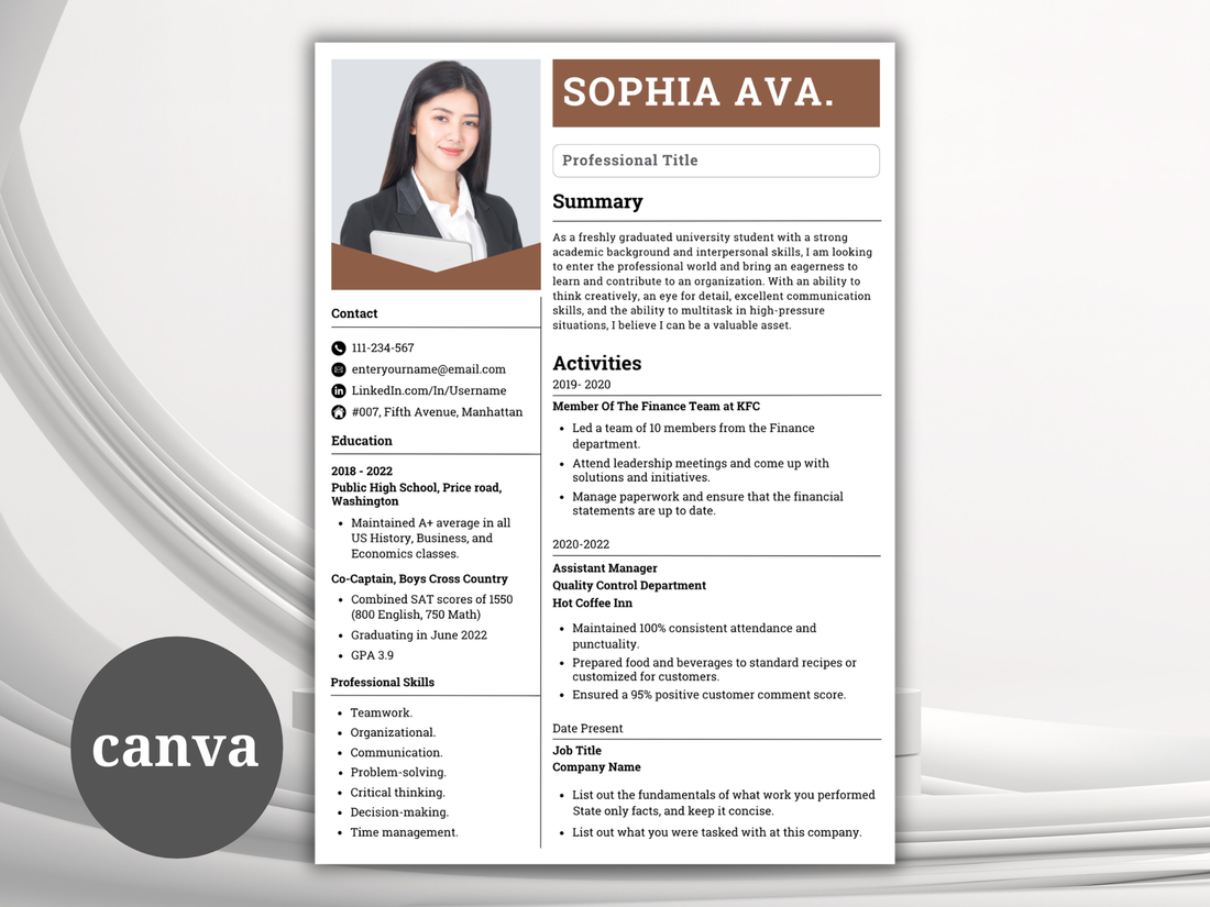 Editable Resume Template Canva | Modern Professional CV Design (Instant Download)