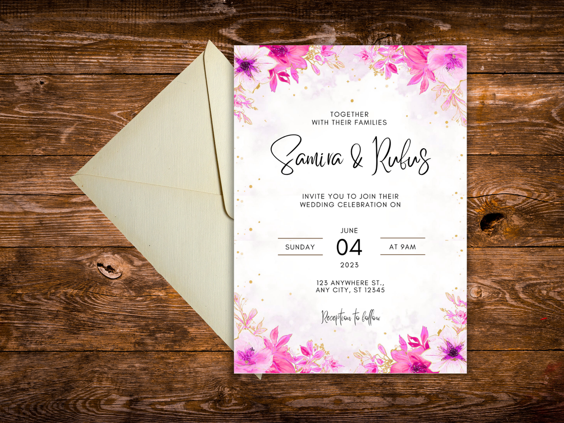 Floral Wedding Invitation Template | Elegant Canva Design (Digital Download)