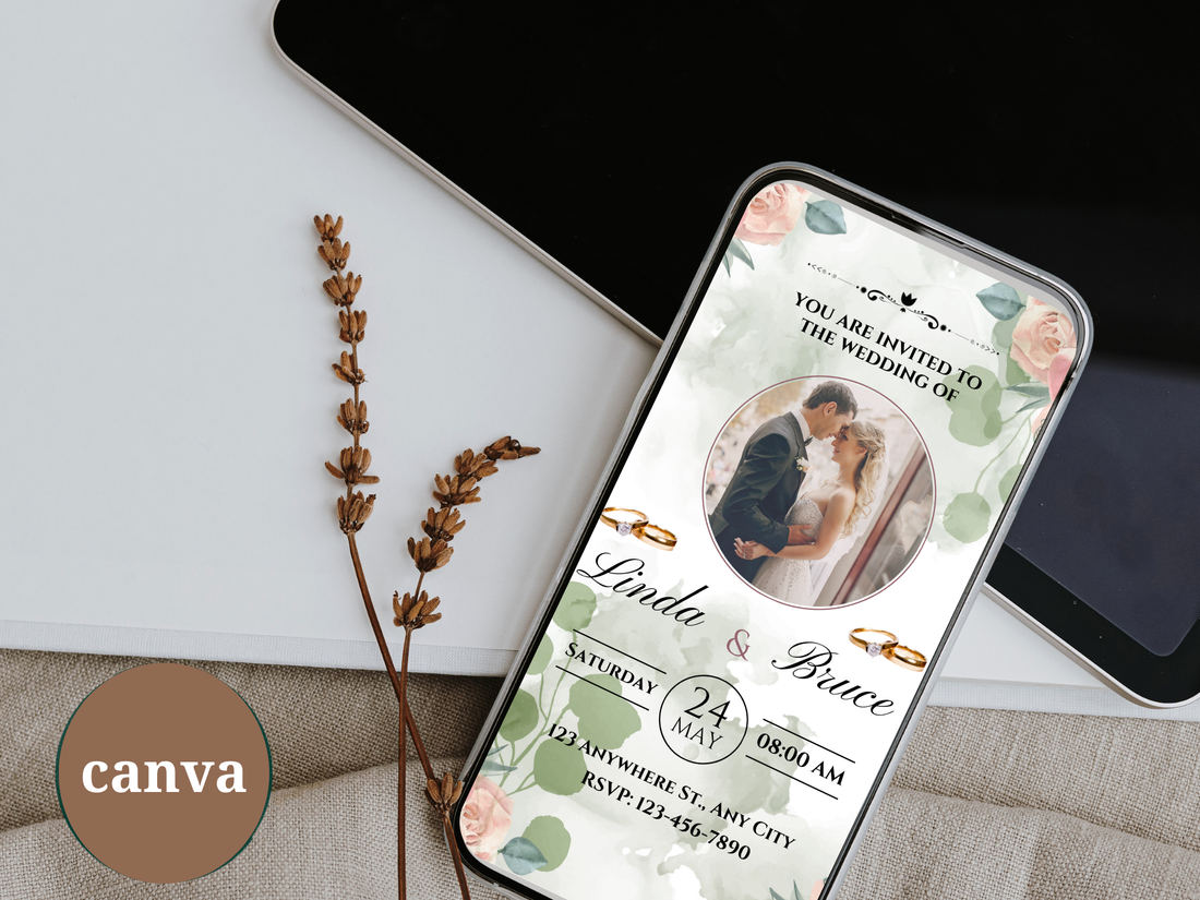 Rustic Floral Wedding Invitation Template | Editable PDF, Couples Invite (Instant Download)