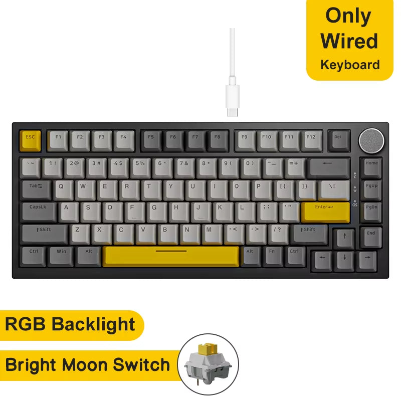 Ak820/Pro Wireless Mechanical Keyboard Bluetooth 5.1 2.4G USB-C Wired Hot Swappable RGB Gaming Keyboard Gasket Mount With