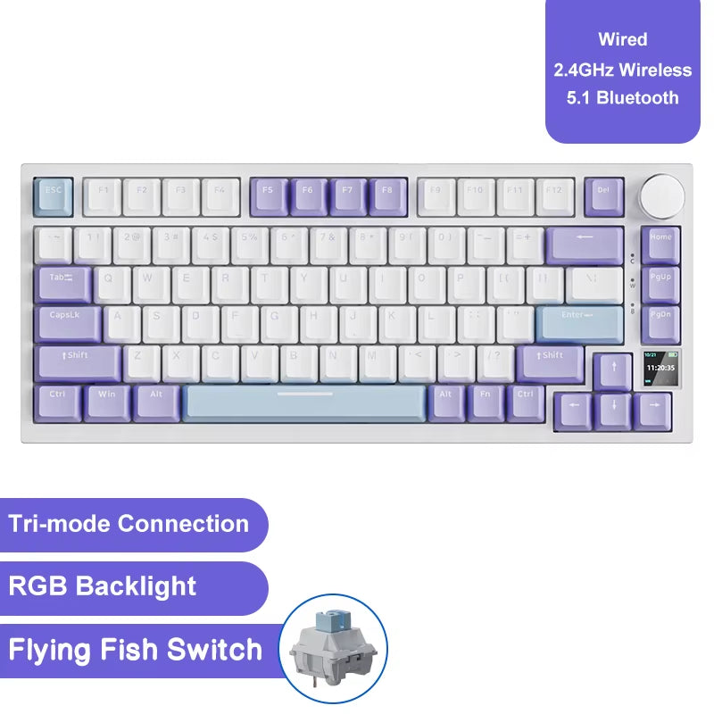 Ak820/Pro Wireless Mechanical Keyboard Bluetooth 5.1 2.4G USB-C Wired Hot Swappable RGB Gaming Keyboard Gasket Mount With