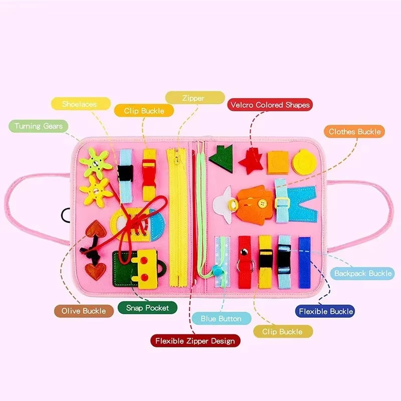 Montessori Kids Busy Board Quiet Book – Felt Activity Book for Toddlers, Educational Sensory Learning Travel Toy