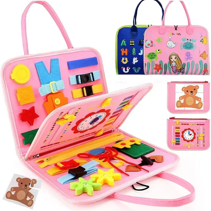 Montessori Kids Busy Board Quiet Book – Felt Activity Book for Toddlers, Educational Sensory Learning Travel Toy