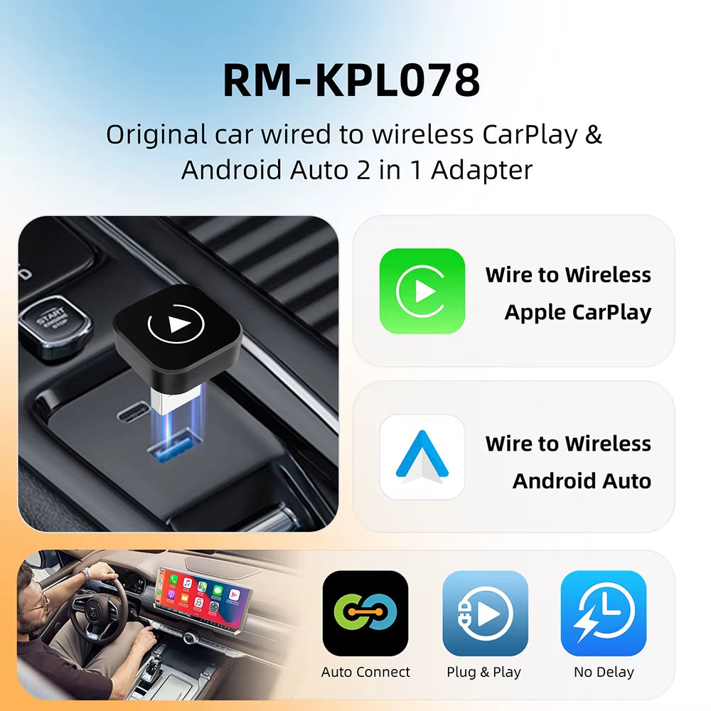 2-in-1 Wireless CarPlay & Android Auto Adapter | Smart AI Box for Seamless In-Car Connectivity