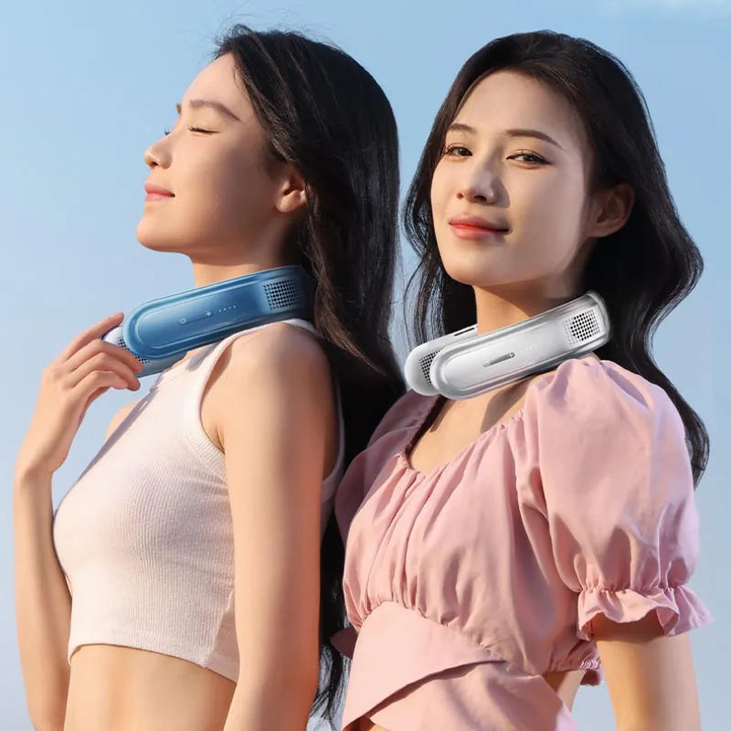 Portable Neck Fan 10000mAh Rechargeable Bladeless Fan – 3-Speed Silent Personal Cooling Fan for Outdoor Camping, Travel & Home