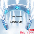 Portable Neck Fan 10000mAh Rechargeable Bladeless Fan – 3-Speed Silent Personal Cooling Fan for Outdoor Camping, Travel & Home