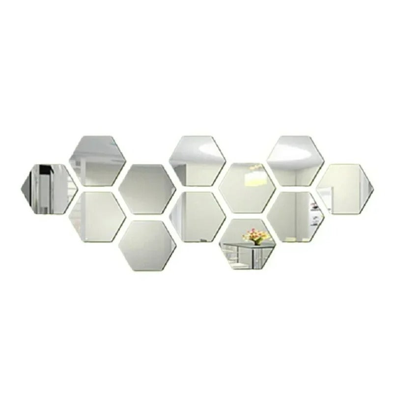 Hexagon Acrylic 3D Mirror Wall Sticker Home Decor DIY Self-adhesive Mirror Decal Decor Stickers Art Wall Decoration Large 6/12pc